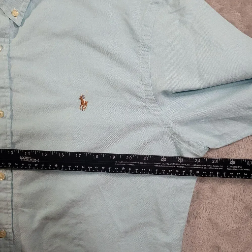 Polo Ralph Lauren Shirt Mens XL Blue Solid Long Sleeve Button Down Slim Fit